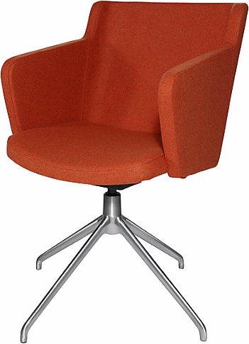 Actual product image Topstar SFH meeting room armchair, 3D seat joint and aluminium five star base, orange.