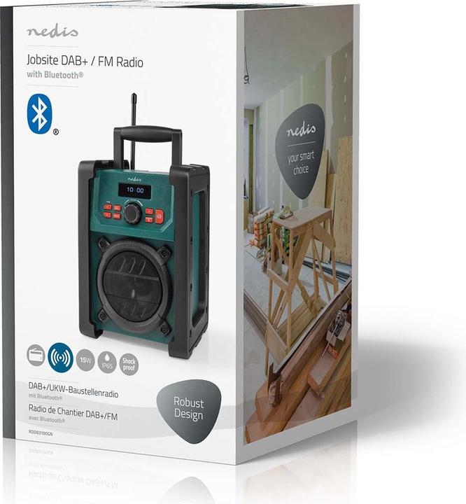 Immagine prodotto Nedis Radio DAB + Versione da tavolo DAB+ / FM 2,2" Monitor bianco e nero Alimentazione a (DAB, FM, Bluetooth, WiFi)