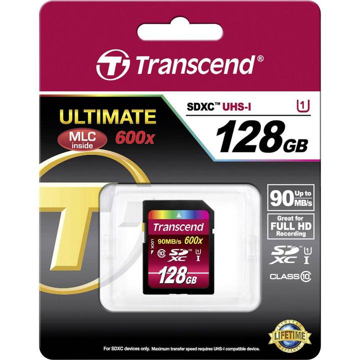 Immagine prodotto Transcend SDXC Ultimate 600x (128 GB, SDXC, U1, UHS-I)