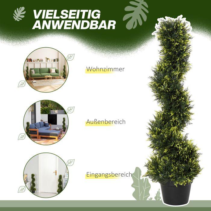 Produktbild Swisshandel24 2er Set künstliche Zedernbaum gross 90 cm Kunstpflanze für Wohnzimmer Büro (90 cm)