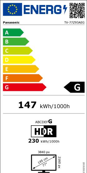 Label énergétique Panasonic TV-77Z93AEG (77", OLED, 4K)