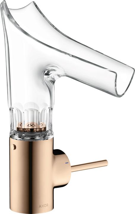 Actual product image Axor Starck V single-lever basin mixer 140 with glass spout and pop-up waste - Facets