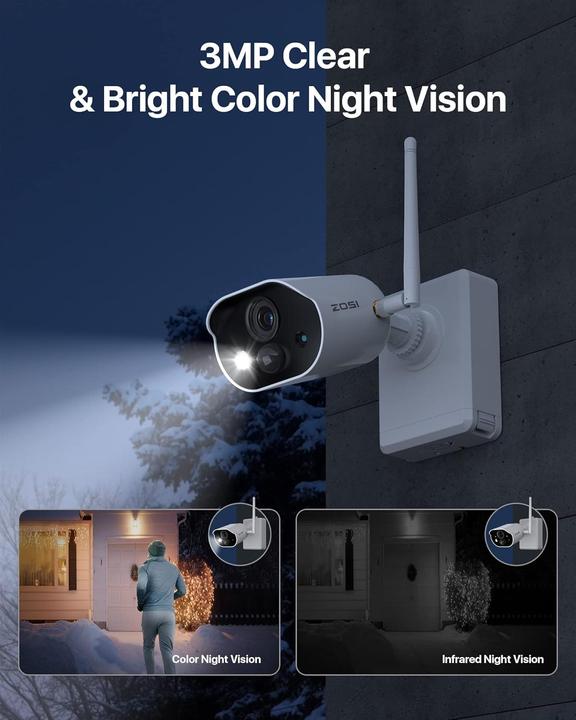 Actual product image Zosi 2K Kabellose Akku-Überwachungskamera mit Personenerkennung, App-Steuerung