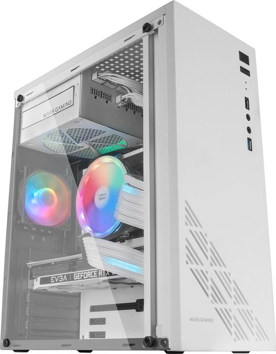Produktbild Mars Gaming Boitier Moyen Tour Atx Mc100 RGB Avec Panneau Vitré (Blanc) (Mini-ITX, ATX)