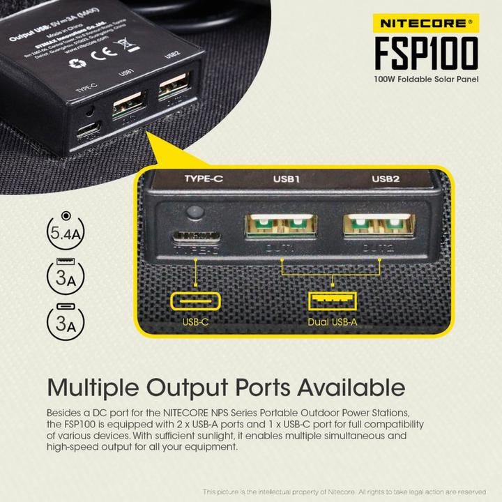Actual product image Nitecore NPS400 Power Station 117000mAh and FSP100 foldable solar panel with max. 100W (421.20 Wh)