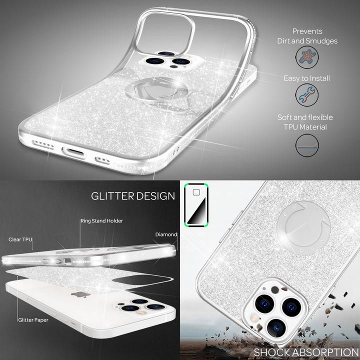 Actual product image Nalia Ring Glitter Silicone Cover (Apple iPhone 13 Pro)