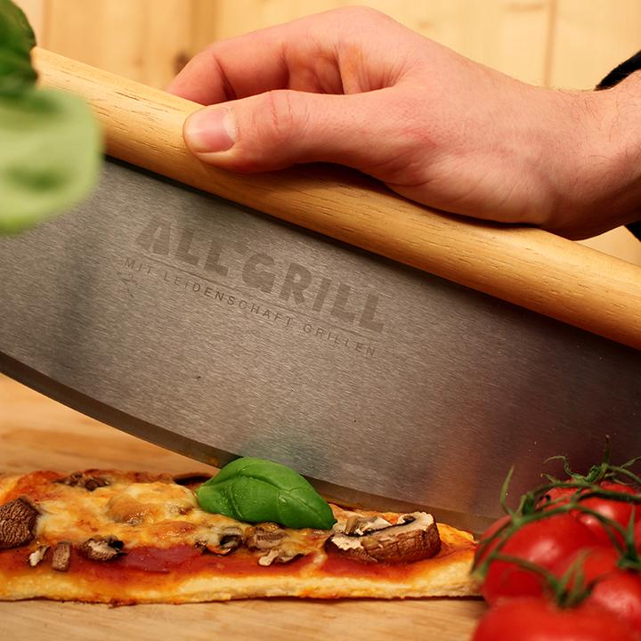 Produktbild All'Grill Pizzaschneider-Wiegemesser Edelstahl mit Holzgriff