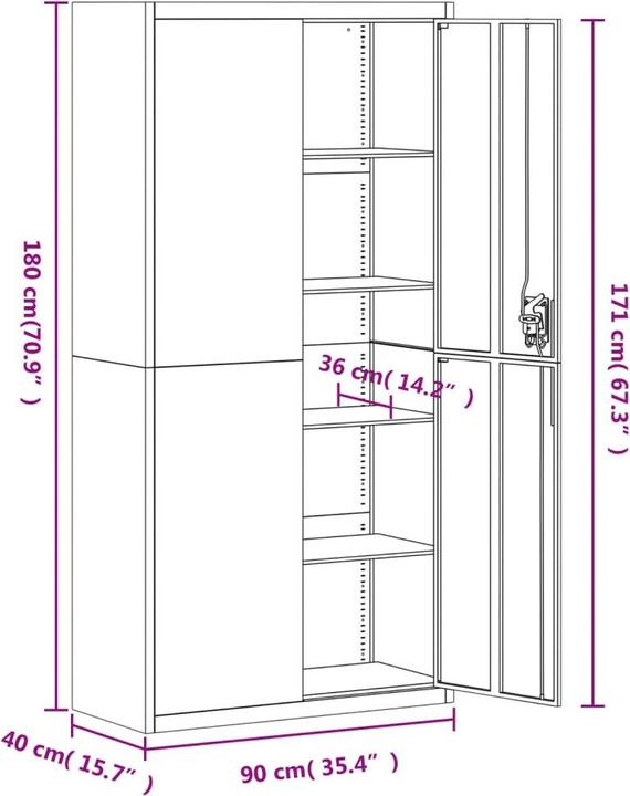 Actual product image VidaXL Bakarne (90 x 40 x 180 cm)