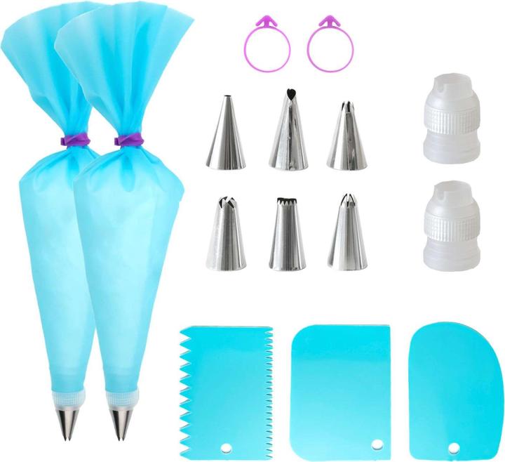 Immagine prodotto Intirilife Sacchetto per le piping con beccucci in acciaio inox (set da 15 pezzi) (Set di sacchetti per le piping)