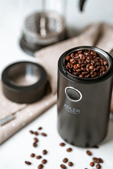 Produktbild Adler Coffee grinder AD4446bs 150 W, Coffee beans capacity 75 g, Lid safety switch, Juodas (EU-Stecker)