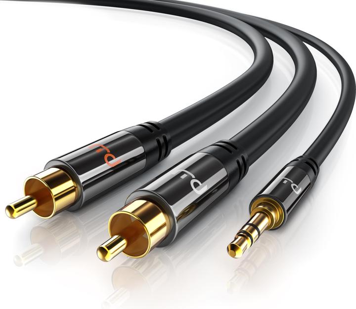 Produktbild Primewire Cinch zu 3,5mm Klinke Audio Kabel, Cinchkabel, RCA, AUX, Stereo HiFi Adapter mehrfach geschirmt (5 m, 3.5mm Klinke (AUX), Cinch)