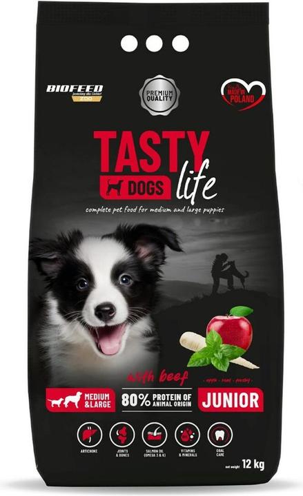 Actual product image Biofeed Tasty Life Junior medium and large Beef - dry dog??food - 12kg (1 pcs., 12000 g)