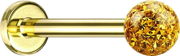 Produktbild Star Piercing Micro Labret vergoldet mit Kristallkugel topaz Epoxy Schutzschicht (ohne Messing, Titan G23)