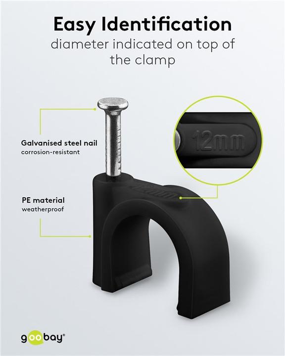 Produktbild Goobay Kabelschelle 12 mm, schwarz