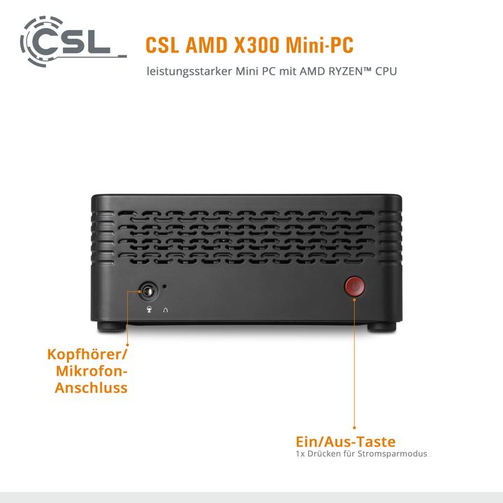 Actual product image CSL Mini-PC X300 / 5600G / 16GB / 500GB SSD / Windows 11 Pro (AMD Ryzen 5 5600G, 16 GB, 500 GB, AMD Radeon Graphics)