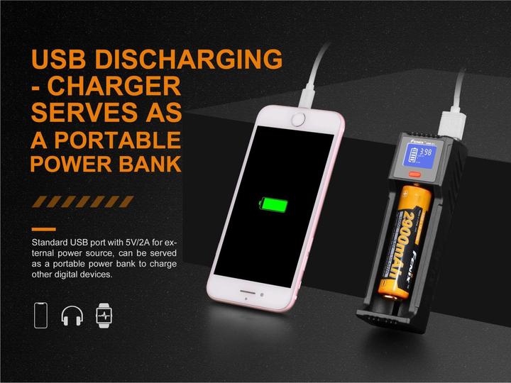 Immagine prodotto Fenix FCH-D1 (1 pz., 10440, 14500, 16340, 18650, 21700, 26650, AA, AAA, C, Caricabatterie senza batteria)