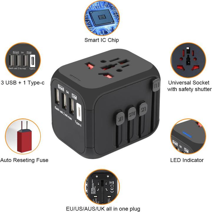 Image du produit Otravel Multi-National Travel Adapter US-Charger B / non mis à la terre