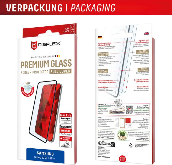 Produktbild Displex Real Glass, Full Cover Panzerglas (1 Stück, Samsung Galaxy S24+, Samsung Galaxy S25+)