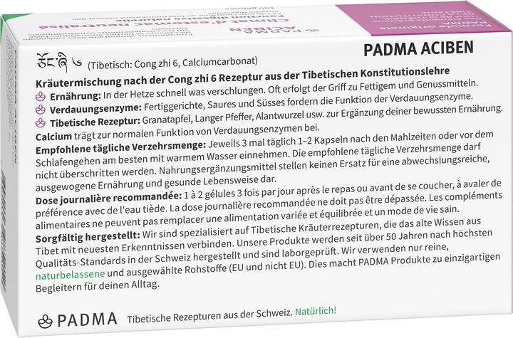 Nährwerte und Zutaten Padma Aciben (100 Stück, Kapseln, 83 g)