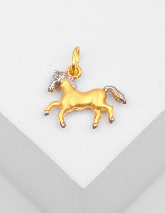 Actual product image Muau Pendant horse bicolor yellow/white gold 750, 16x15mm (750, White gold, 18K yellow gold)