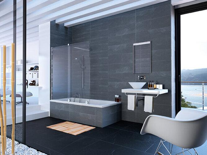 Produktbild Hüppe Xtensa pure Badewannenabtrennung Gleittür 1teilig mit festem Segment Breite:140cm Anschlag l (161 cm, 84 cm, 22 cm)