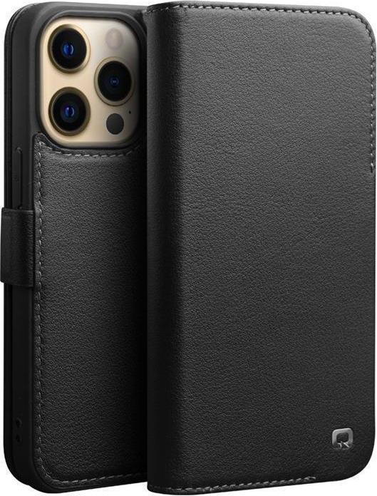 Actual product image QiAlino iPhone 14 Plus Magnetic Flap Case Genuine Leather - Black (Apple iPhone 14 Plus)