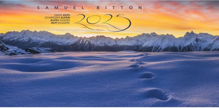 Actual product image Swiss Alps Calendar 2025 (59 x 29 cm, Hardcover, German)