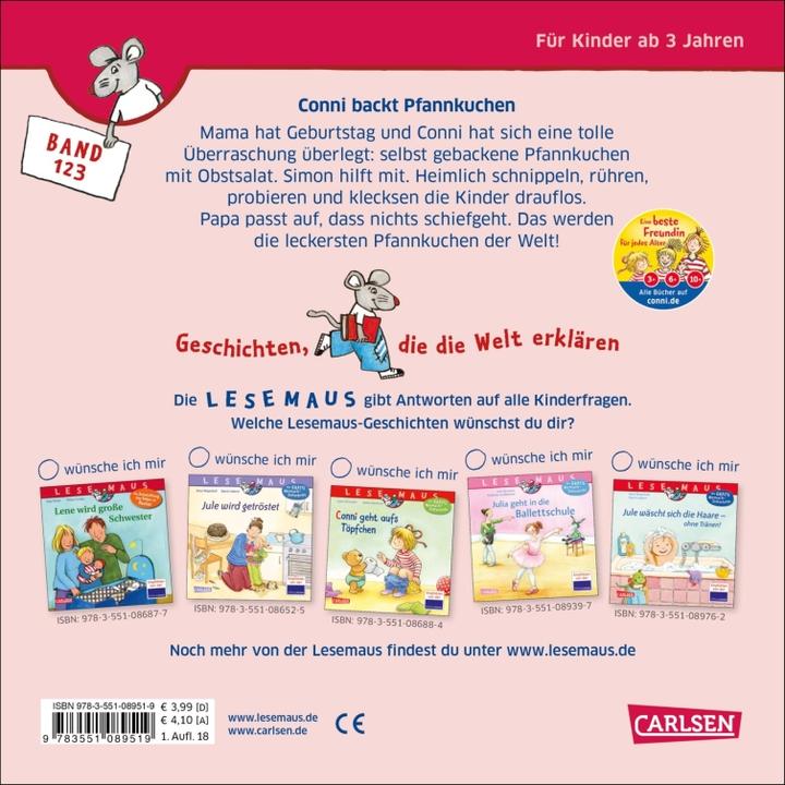 Image du produit LESEMAUS 123: Conni backt Pfannkuchen (Allemand, Liane Tailor, 2018)