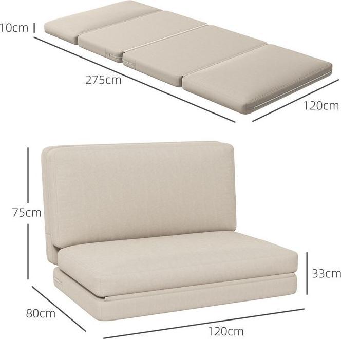 Produktbild Swisshandel24 Bodensofa 3-in-1 Klappbar Schlafsofa mit Samtoptik, bis 240kg, beige