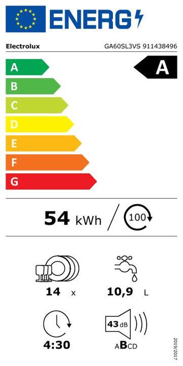 Label énergétique Electrolux GA60SL3VS
