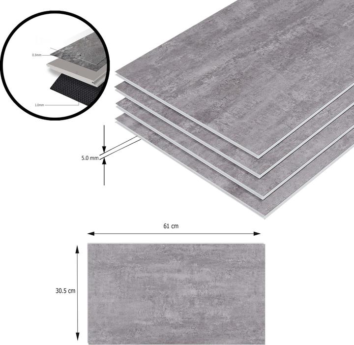 Immagine prodotto neu.holz SPC Klickboden Aldire 10 St. 1,86 m² Stonegrey () (Pavimento vinile, 1.86 m²)
