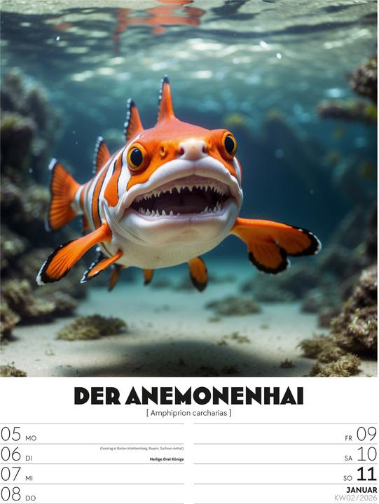 Immagine prodotto Verrücktes Tierleben - Wochenplaner mit KI-Bildern Kalender 2026 (25 x 33 cm, Tedesco)