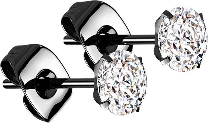 Immagine prodotto Star Piercing Orecchini a perno in cristallo nero rotondo argento (senza ottone, Titanio G23)