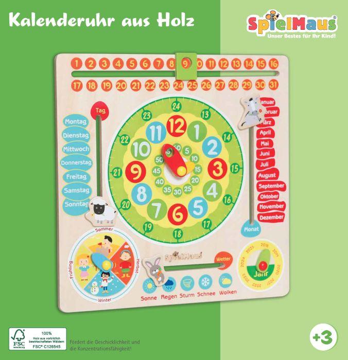 Immagine prodotto Spielmaus SMH Calendario Orologio Legno 30x30cm