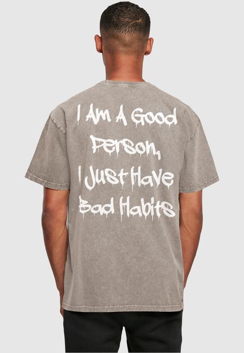 Immagine prodotto Merchcode Bad Habits - Maglietta oversize pesante lavata con acido - 112633 (XXL)
