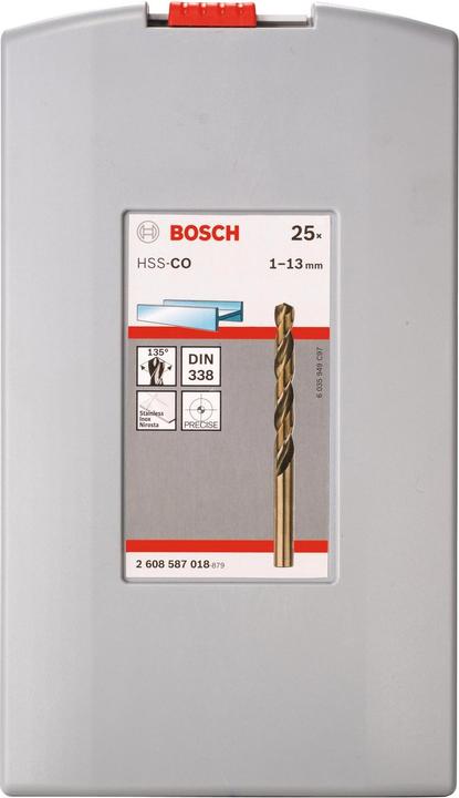 Immagine prodotto Bosch Professional Zubehör Set di punte elicoidali PRO in acciaio inox HSS-Co, 25 pezzi. (1 mm, 1,5 mm, 2 mm, 2,5 mm, 3 mm, 3,5 mm, 4 mm, 4,5 mm, 5 mm, 5,5 mm, 6 mm, 6,5 mm, 7 mm, 7,5 mm, 8 mm, 8,5 mm, 9 mm, 9,5 mm, 10 mm, 10,5 mm, 11 mm, 11,5 mm, 12 mm, 12,5 mm, 13 mm)