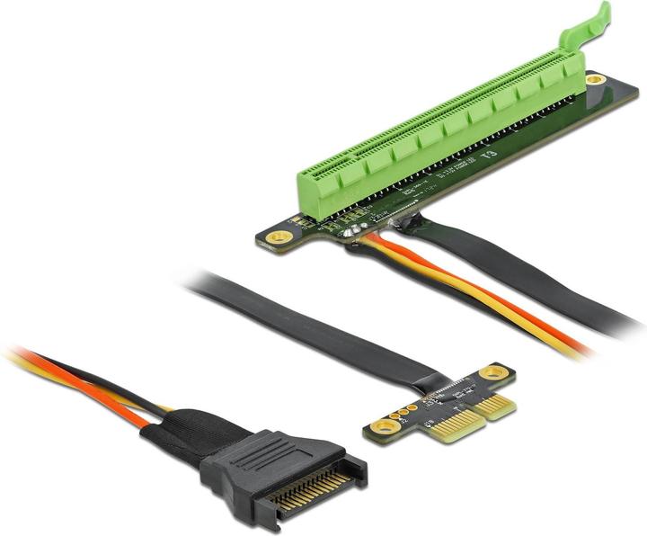 Delock PCI-E Riser Karte x1 zu x16 flexibel, gewinkelt, 80 cm, SATA