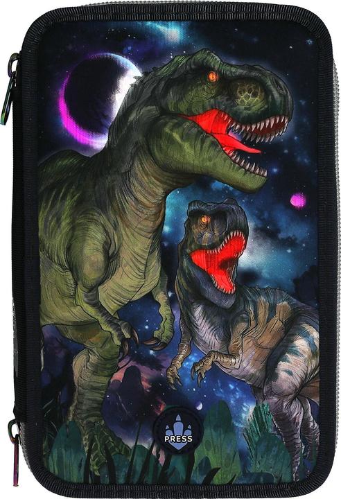 Produktbild Magni DEPESCHE DINO World Federtasche LED GALAXY T-rex 3-Fach gefüllt dunkelblau
