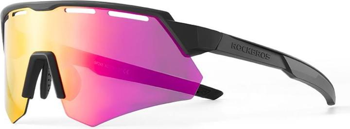 Actual product image Rockbros Polarised Cycling Glasses with UV Protection and Corrective Insert - Purple (Grey, Grey)