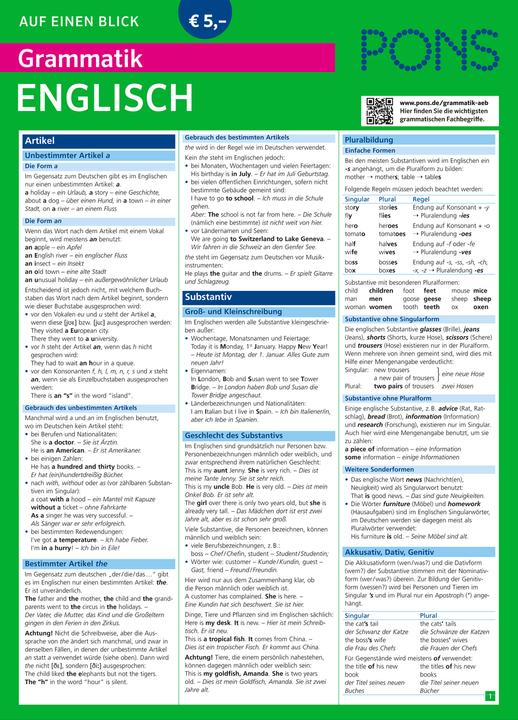 Produktbild PONS Grammatik auf einen Blick Englisch (Deutsch, McBride, Löckle-Götz, 2014)
