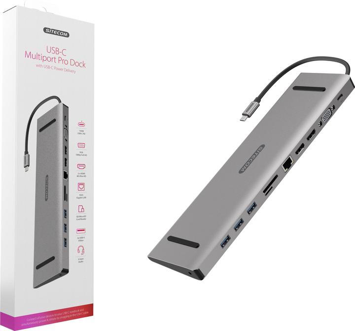 Image du produit Sitecom CN 389 Station d'accueil multiports Pro (USB-C, 10 Ports)