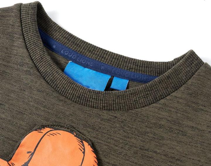 Actual product image VidaXL Children's sweatshirt dark khaki melange 140,Material: 80 (140)