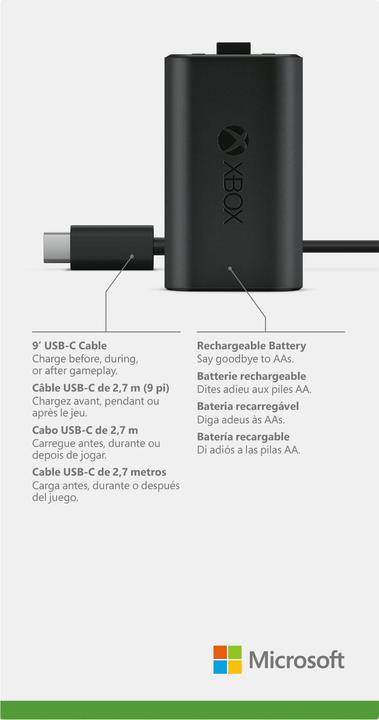 Image du produit Microsoft Xbox Play & Charge Kit (USB-C) (Xbox Series S, Xbox Series X, Xbox One X, Xbox One S)