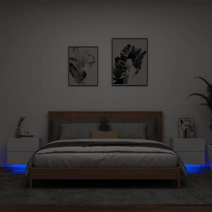 Image du produit VidaXL Tables de chevet murales avec lampes LED 2 pcs. Blanc,Couleur (50 x 39 x 41 cm)