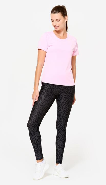 Produktbild Domyos Leggings Damen hoher Taillenbund - Leopardenprint dunkelgrau (W26/L30)