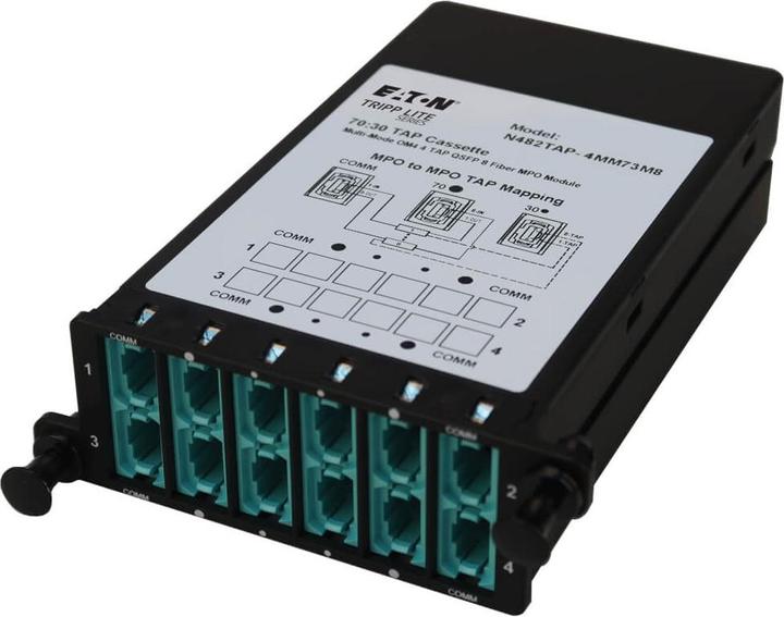 Image du produit Eaton TRIPPLITE Fiber TAP Cassette - Multimode 8-Fiber MPO to MPO 4monitoring Ports 70/30 Split