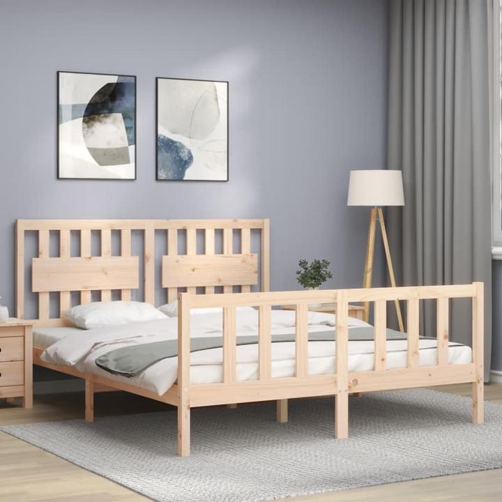 Image du produit VidaXL Massivholzbett mit Kopfteil 160x200 cm (160 x 200 cm)