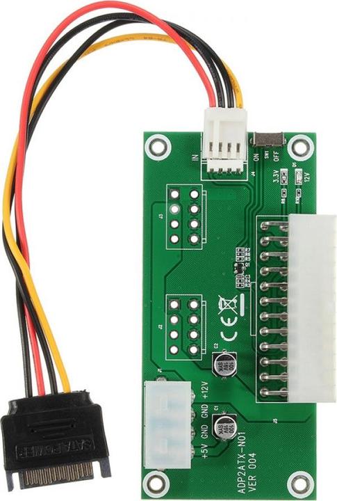 Actual product image PowerGuard ATX 24-Pin Dual Power Supply Adapter Starter Board with SATA Cable