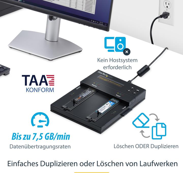 Produktbild StarTech com Selbständiger M.2 SATA & M.2 NVMe Duplikator und Löscher - SATA/SSD Festplatten klo