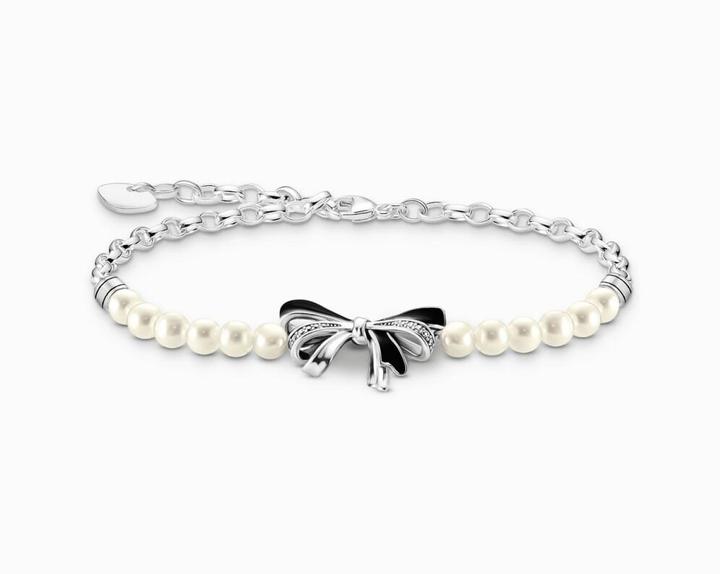 Actual product image Thomas Sabo Bow bracelet with pearls Lovely Romance (19 cm, 925 silver, Enamel)